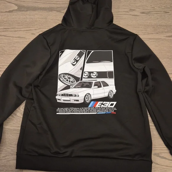 Graphic BMW E30 Black Men's Hoodie Sweatshirt Size S - Picture 5 of 5